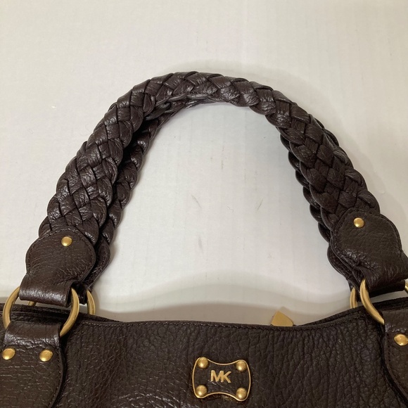 Michael Kors Woodside Braid Handle Tote Brown Pebbled Leather With Dustbag - Picture 4 of 16